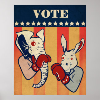 Poster Elephant vs. Donkey