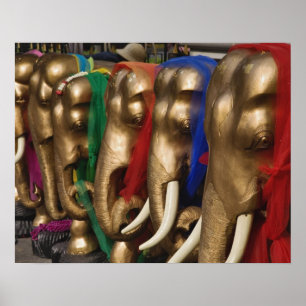 Poster Éléphants dorés