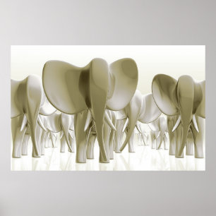 Poster Éléphants ! (Version d'or)