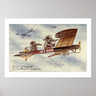 Poster Eléphants Volant Plane Wall Art