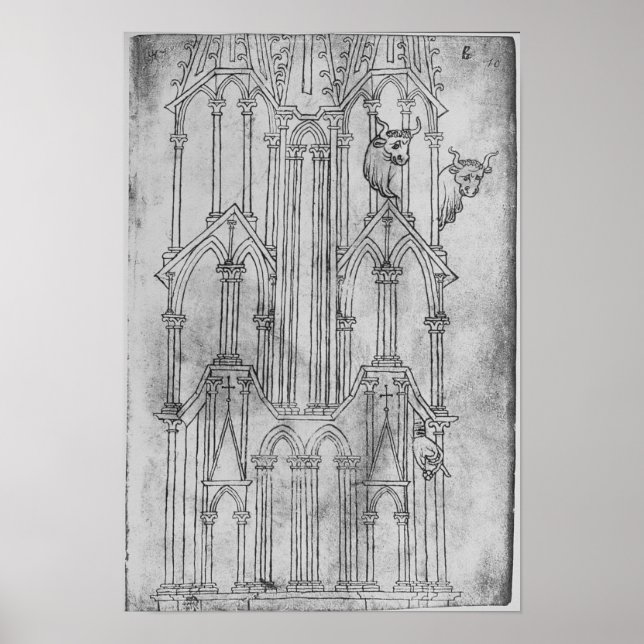 Poster Elevation of the tower of Laon Cathedral (Devant)