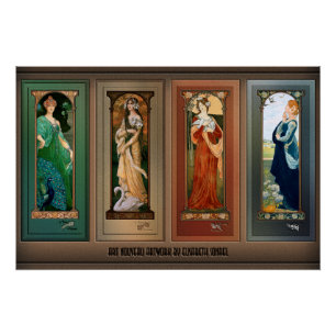 Poster Élisabeth Sonrel Art Nouveau Maiden Bird Series