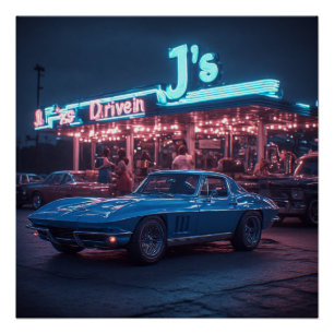 Poster Elkhart Blue Mid Sixities Stingray Coupé