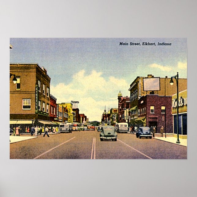 Poster Elkhart, Indiana Main Street (Devant)