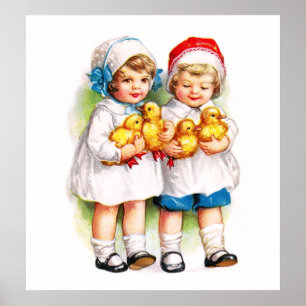 Poster Ellen H. Clapsaddle : Enfants avec des canetons
