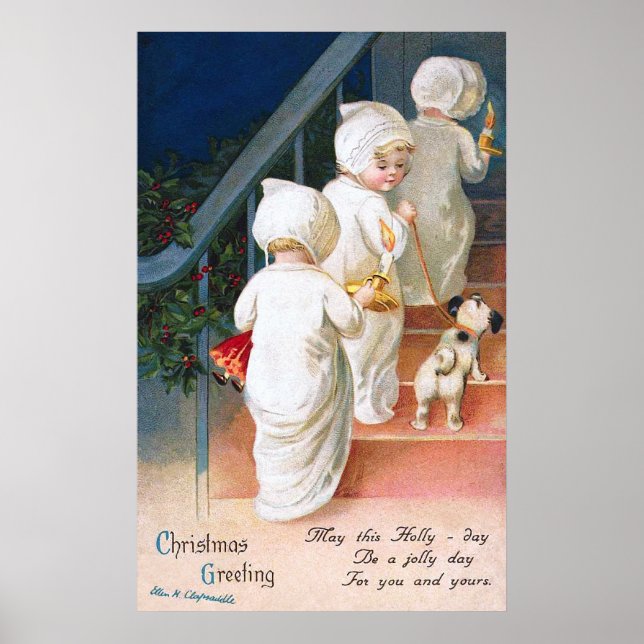 Poster Ellen H. Clapsaddle : Filles de Noël (Devant)
