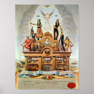 Poster Emblème commercial de la société fusionnée