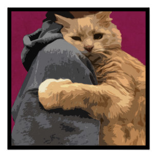 Poster Embrassez votre chat Illustration magenta