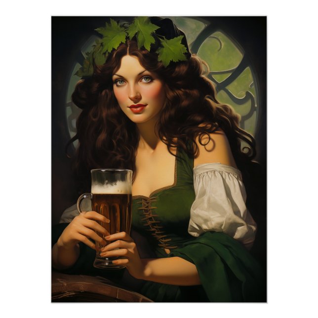 Poster Emerald Heart, Golden Ale | Maiden irlandais médié (Devant)