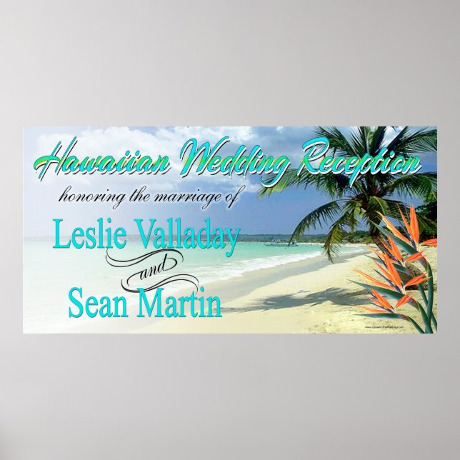 Poster Emerald Waters Hawaiian Luau Réception de mariage (Devant)