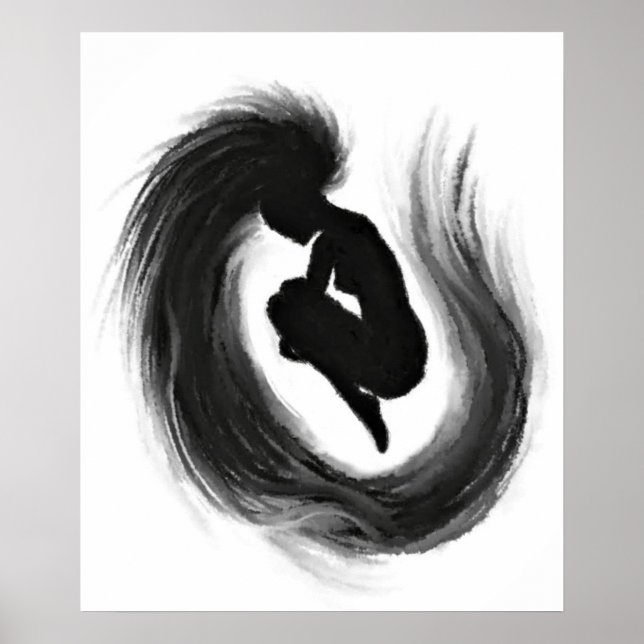 Poster Émotions de la femme Jumping Peinture noir  (Devant)