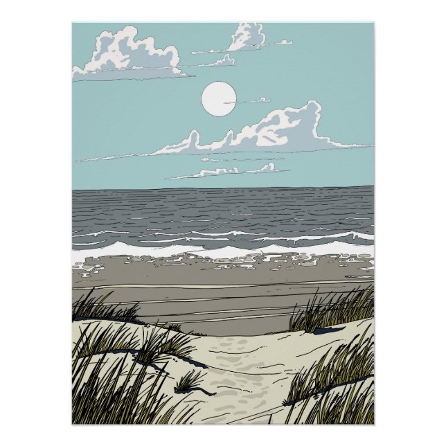 Poster Emplacement de la plage d'été (Devant)