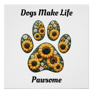 Poster Empreinte de patte de tournesol