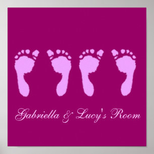 Poster Empreintes pour bébés (Jumeaux pour filles)