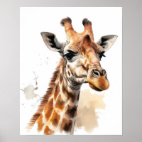 Poster en Aquarelle Giraffe Portrait
