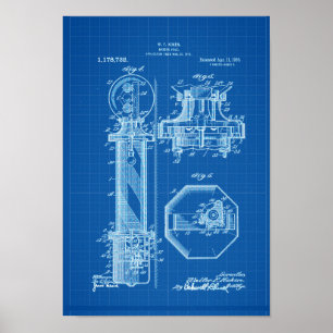 Poster en barbre Illustrations de brevet BluePrint