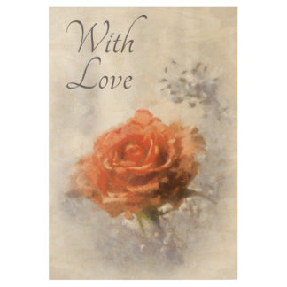 Poster En Bois Rose assez orange. Imitation de peinture. Texte