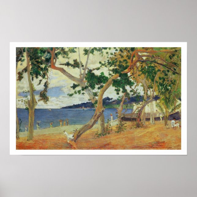Poster En bord de mer, Martinique, 1887 (huile sur toile) (Devant)