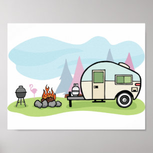 Poster en Camping de style vintage