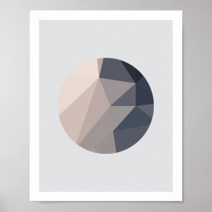Poster en cercle Abstrait rose et gris 1
