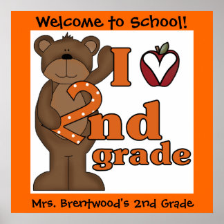 Poster en classe de 2e année Bear I Love customisé