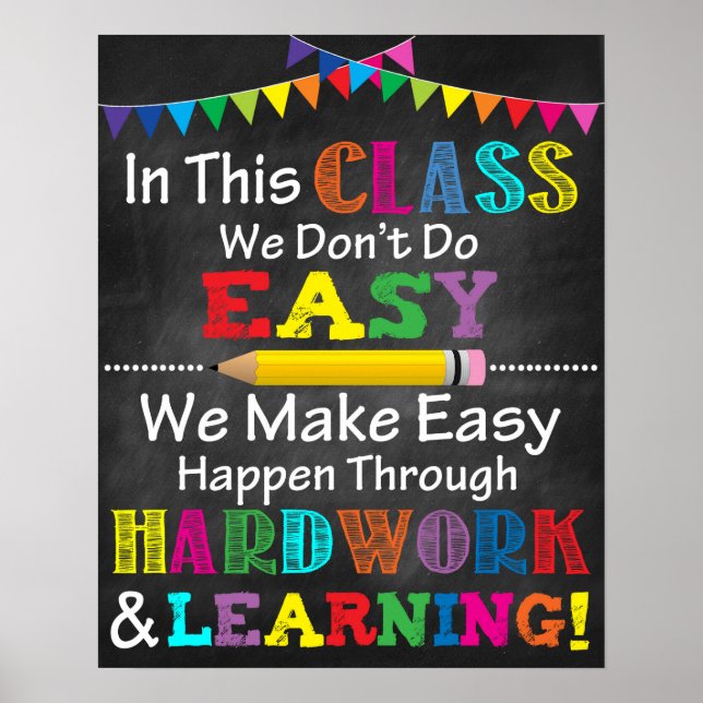Poster en classe de travail dur (Devant)
