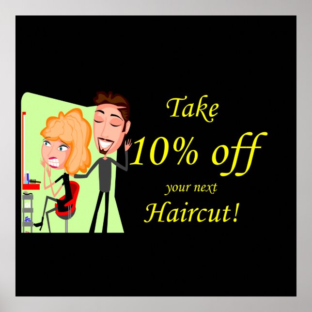 Poster en coiffure à 10 % (Devant)
