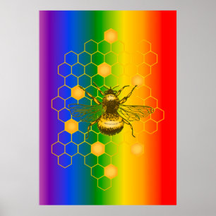 Poster en direct de la Gay pride LGBT Rainbow Bee
