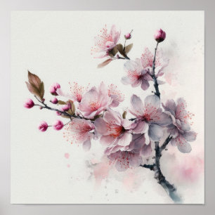 Poster en fleurs de cerisier rose
