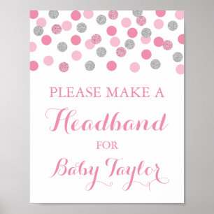 Poster en forme de bandeau Baby shower rose