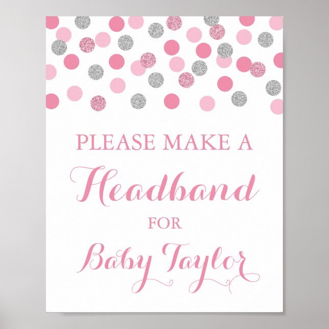 Poster en forme de bandeau Baby shower rose (Devant)
