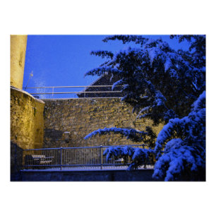 Poster En hiver, neige sur les arbres