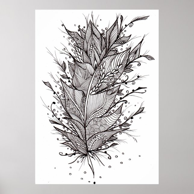 Poster en lin en plumes mystiques (Devant)