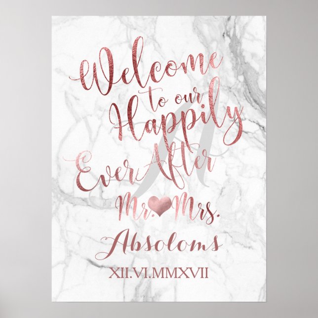 Poster en marbre de PixDezines/Faux Rose Gold/Réce (Devant)