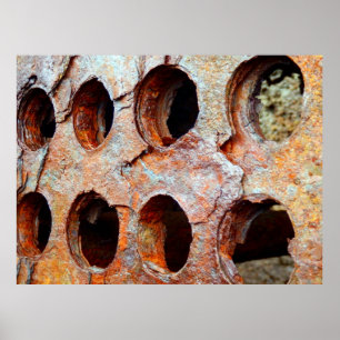 Poster en métal perforé rouillé