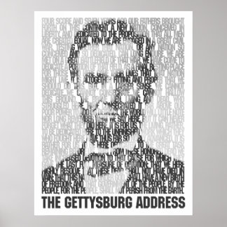 Poster en mosaïque de texte Lincoln/Gettysburg