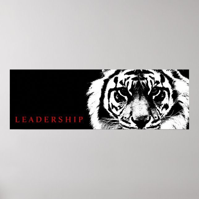 Poster en noir et blanc Leadership Tiger Imprimer (Devant)
