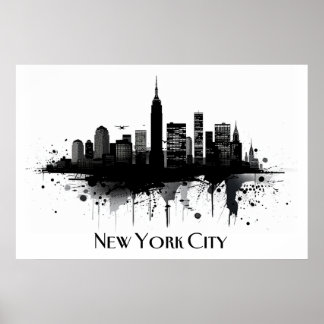 Poster en noir et blanc New York City Skyline