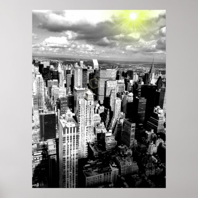 Poster en noir et blanc New York City Skyline (Devant)