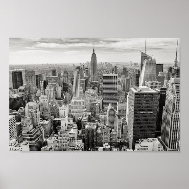 Poster en noir et blanc New York Manhattan (Devant)