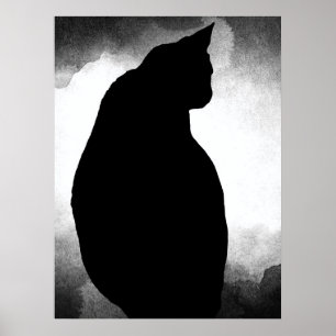 Poster en silhouette de chat noir
