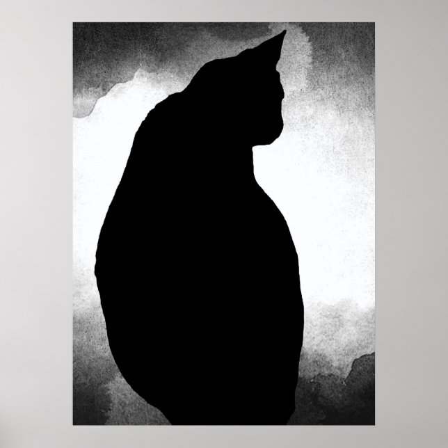 Poster en silhouette de chat noir (Devant)