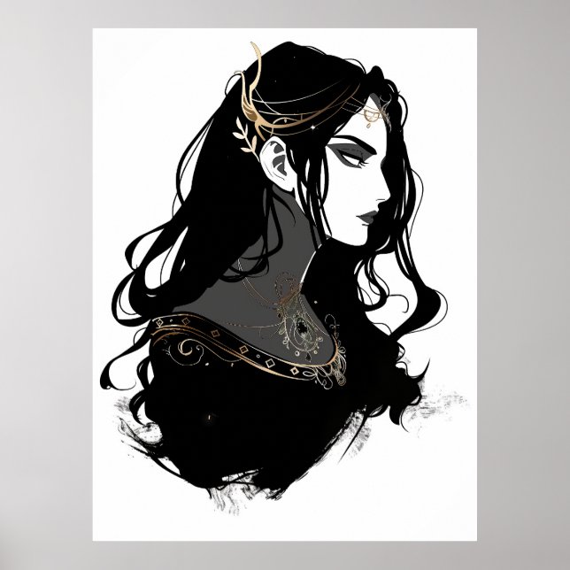 Poster en silhouette du cheval gracieux (Devant)
