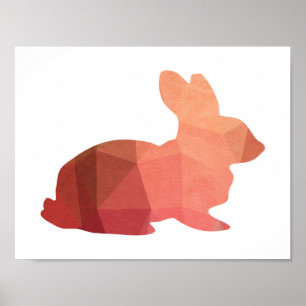 Poster en silhouette rose lapin de Pâques