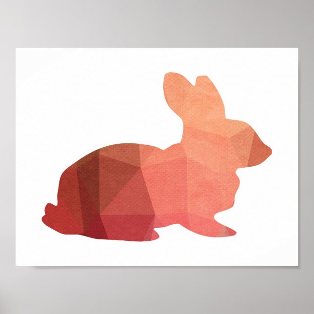Poster en silhouette rose lapin de Pâques (Devant)