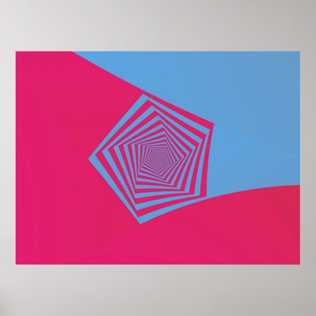 Poster en spirale rose et bleu du Pentagone (Devant)