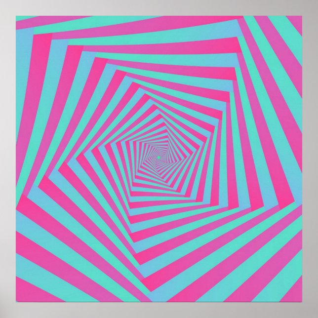Poster en spirale rose et bleu du Pentagone (Devant)