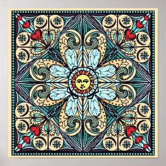 Poster en style vintage Sun Mandala