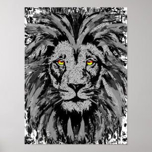 Poster en tête de lion gris Imprimer - Poster en f