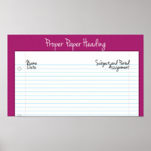 Poster en-tête papier approprié pour le collège/ly
